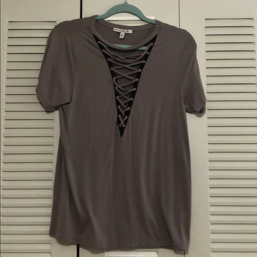 Express Deep V Criss Cross Top
